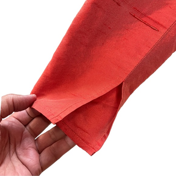 MODA INTERNATIONAL Raw Silk Wrap Top Cropped Burnt Orange Size Small - Picture 4 of 9